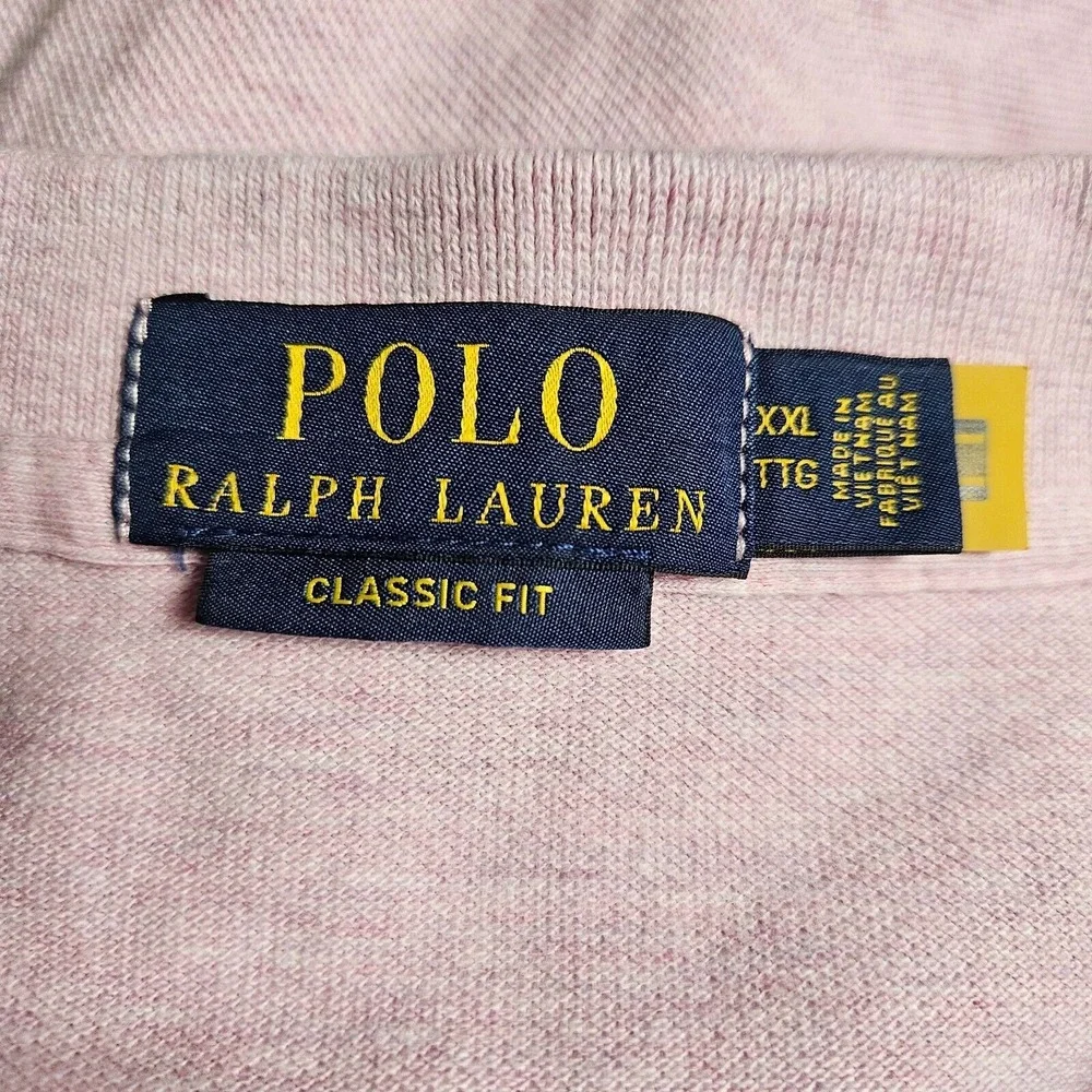 Polo Ralph Lauren Classic Fit Polo Pink Heather Marl 2XL Quiet Luxury Cotton EUC